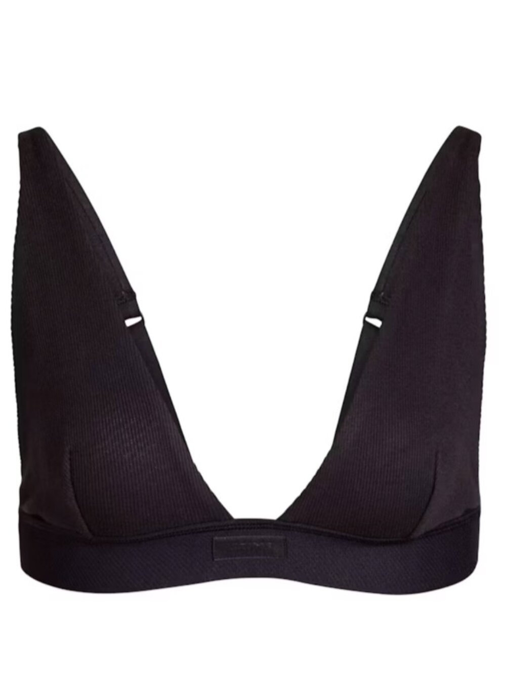 SKIMS Cotton Rib Plunge Bralette Soot Black Size Large L